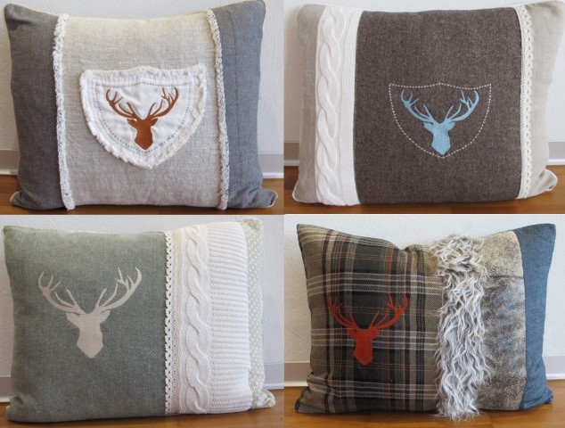 Hirschkissen Kissen Hirsch Dekokissen chalet chic Kissen